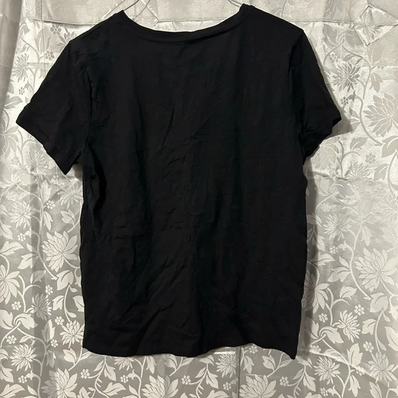Victoria’s Secret Black Silver Logo Short Sleeve Tee Shirt Size S. - Picture 2 of 5